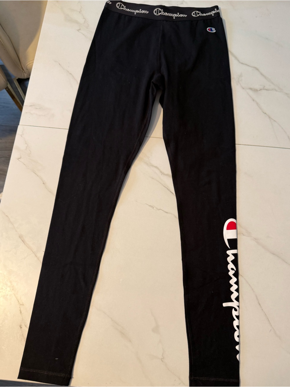 Champion Black Logo Side-Print Kids Leggings